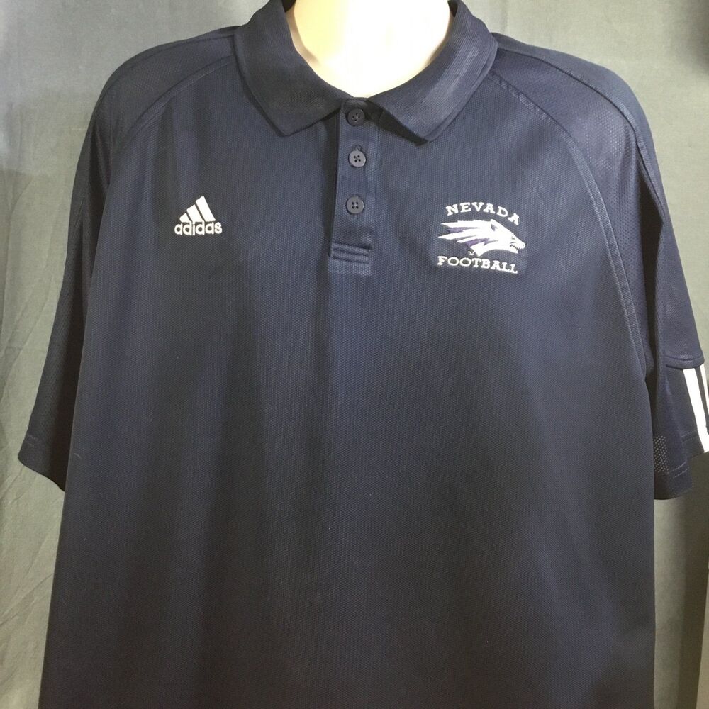 Adidas University of Nevada Reno Wolf Pack Football Polo Shirt XL